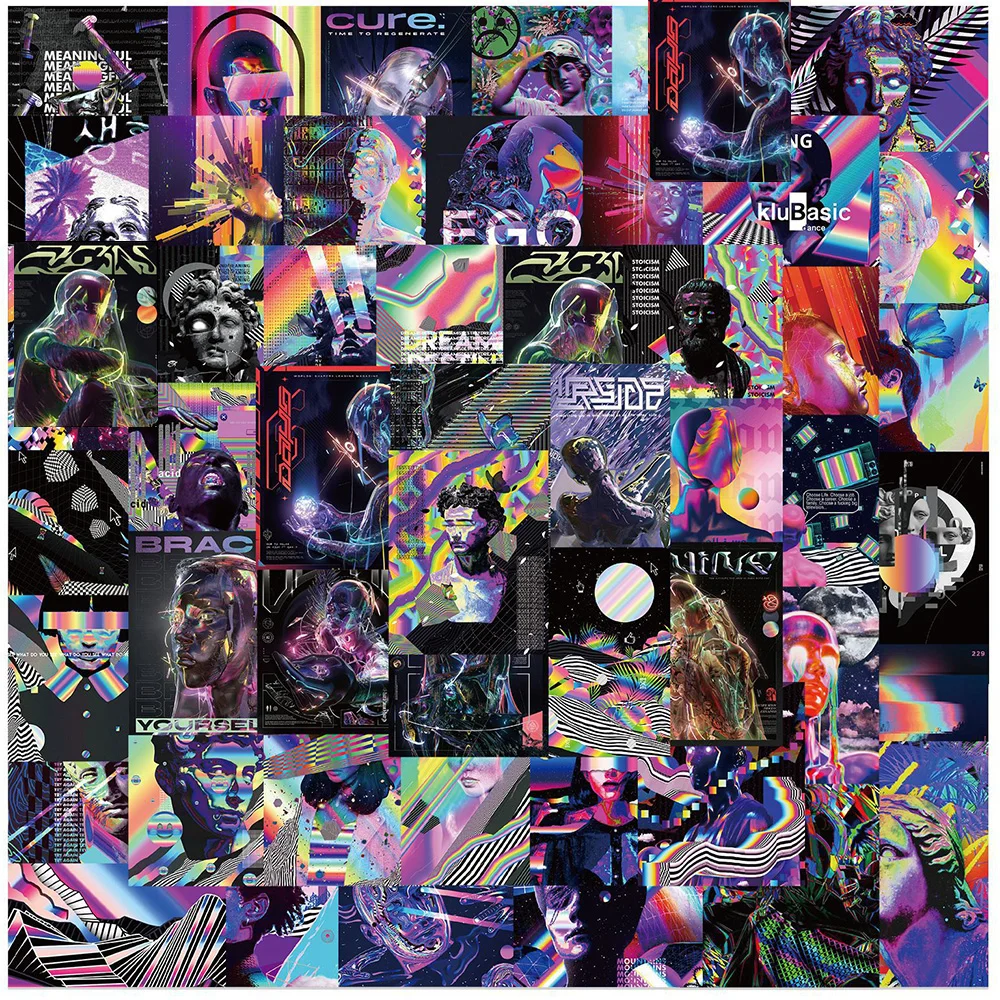 10/30/50pcs Cool Vintage Vaporwave Acid Graphic Art Graffiti Stickers Aesthetic Decals Skateboard Laptop Motorcycle Car Sticker