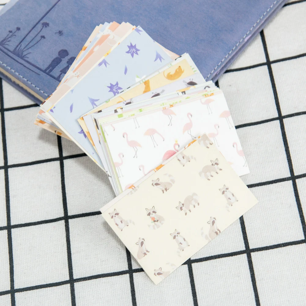 

28pcs Cartoon Forest Message Cards Student Greeting Card Postcard Birthday Mini Letter Envelope Card Set Kawaii Stationary