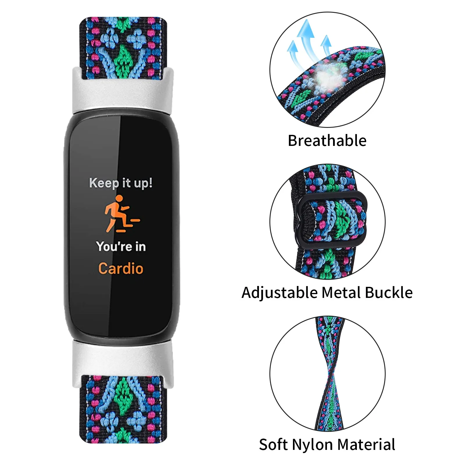

For Fitbit-Luxe Watch Adjustable Elastic Nylon Strap 5.3-8.3inch Replacement Strap For Women Men Paper Wristbands 1000