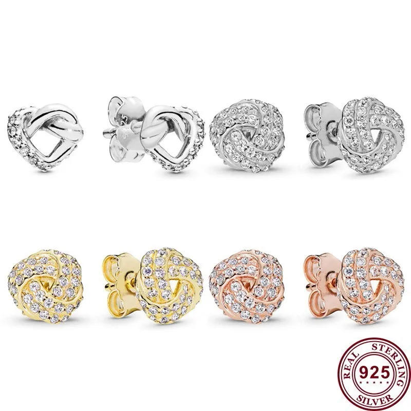 

New Hot 925 Silver Exquisite Retro Concentric Knot Women's Earrings Women's Wedding Gifts High Quality Fashion Charm Jewelry