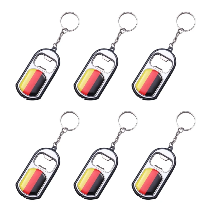 

6x Bottle Opener Football Game Flag Keychain Sports Soccer Keyring for School Reward Sports Party Favor