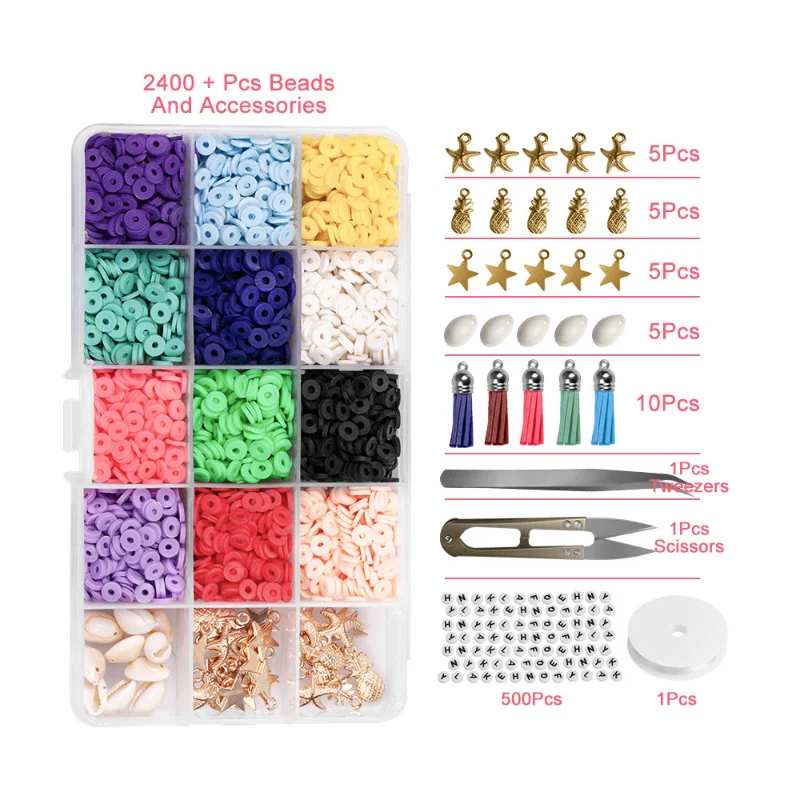 15 Grids PU Tube Soft Clay Tassel Bracelet Combination Kits for Jewelry Making Accessories DIY Necklaces Bracelets Supplies