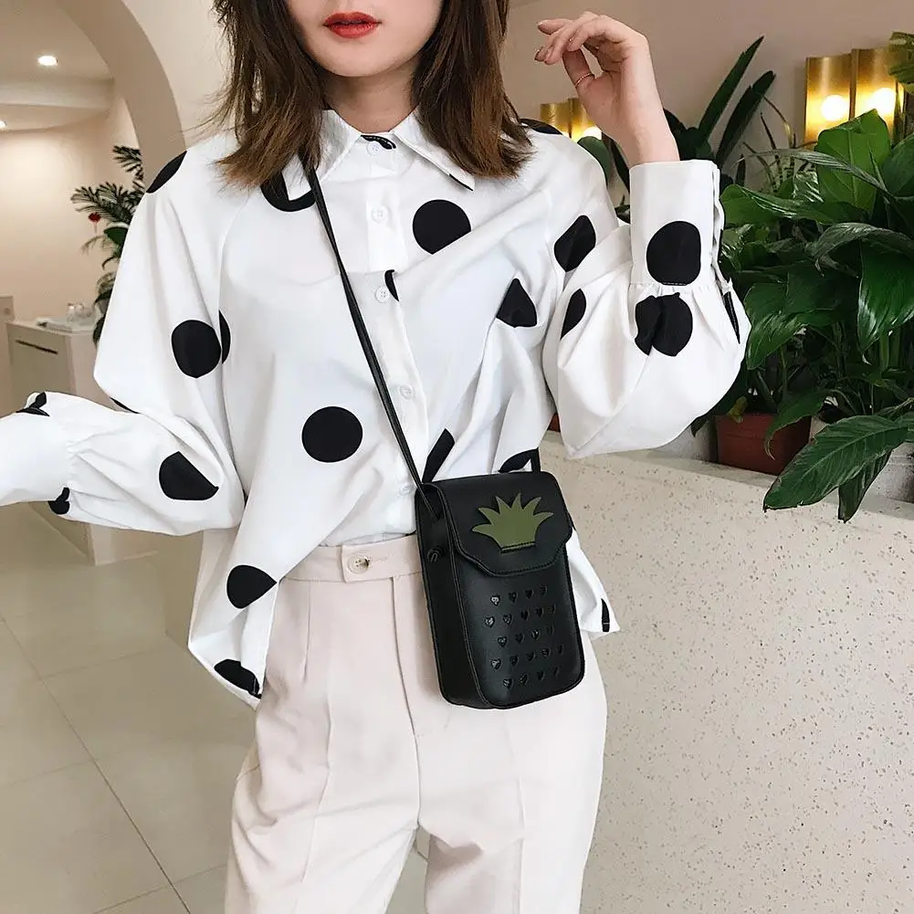 

PU Women Girls Shoulder Bags Mini Cute Fruit Hollow Phone Bag Square Crossbody Messenger Bag Classic Texture Purses