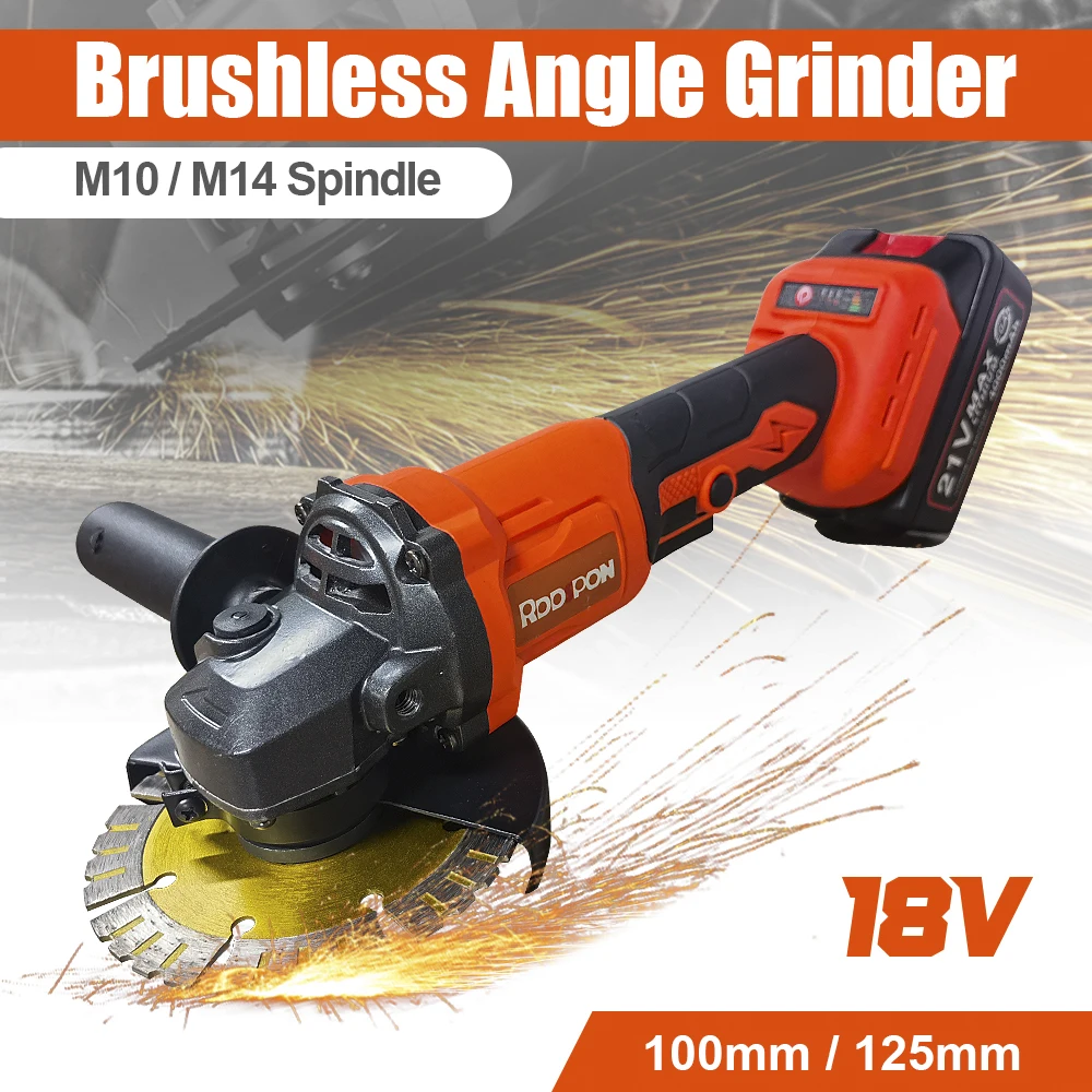 

1000W Brushless Cordless Impact Angle Grinder Variable Speed For 18V Battery DIY Power Tool 125mm 100mm Cutting Machine Polisher