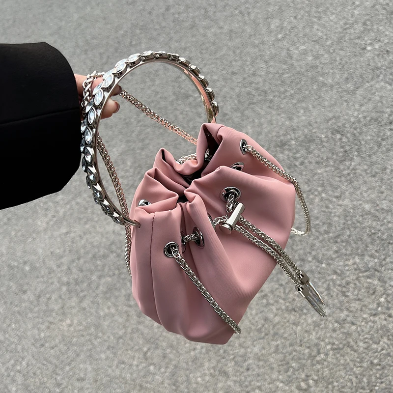 

Hard Round Handle Mini PU Leather Bucket Bags for Women 2022 Summer Crossbody Bags Lady Travel Purses and Handbags Shoulder Bag