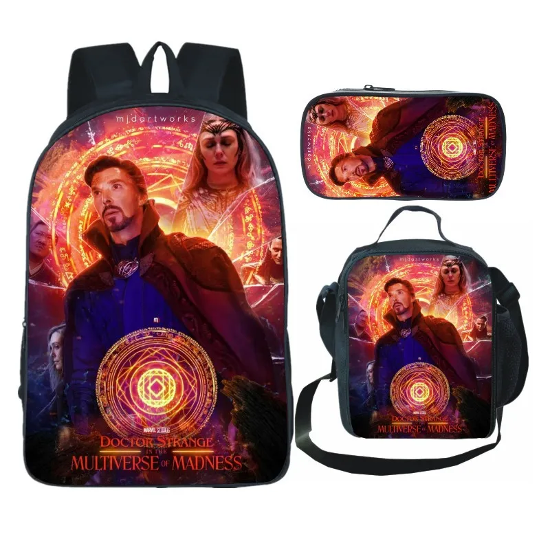 

Superhero Strange Doctor Backpack Lunch Bag Pencil Case for Kids Students