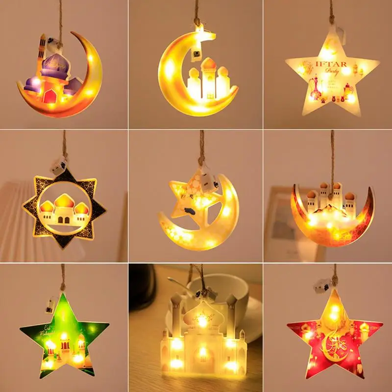 

Коллекция 2023 года, яркий светильник Eid Mubarak, звезда, луна, яркий светильник для дома, ислам, мусульманская лампа Рамадан, яркий светильник, под...