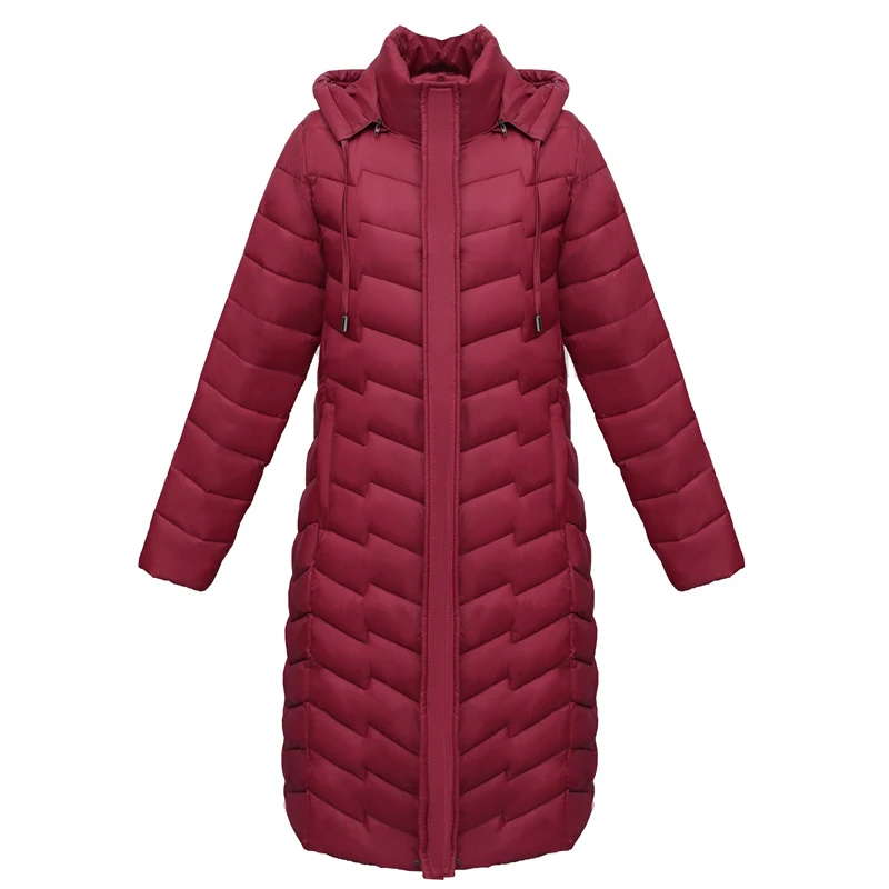 2022 Casual Women's Winter Jacket Hooded Solid Slim Stand Collar Women Parka Long Coat Female Cotton Padded Outwear