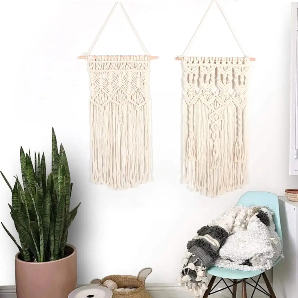 

Bohemian Macrame Wall Hanging Tapestry Wall Decor Handmade Apartment Decor Room Decoration Dorm Boho Home Woven Living Tape V1m7