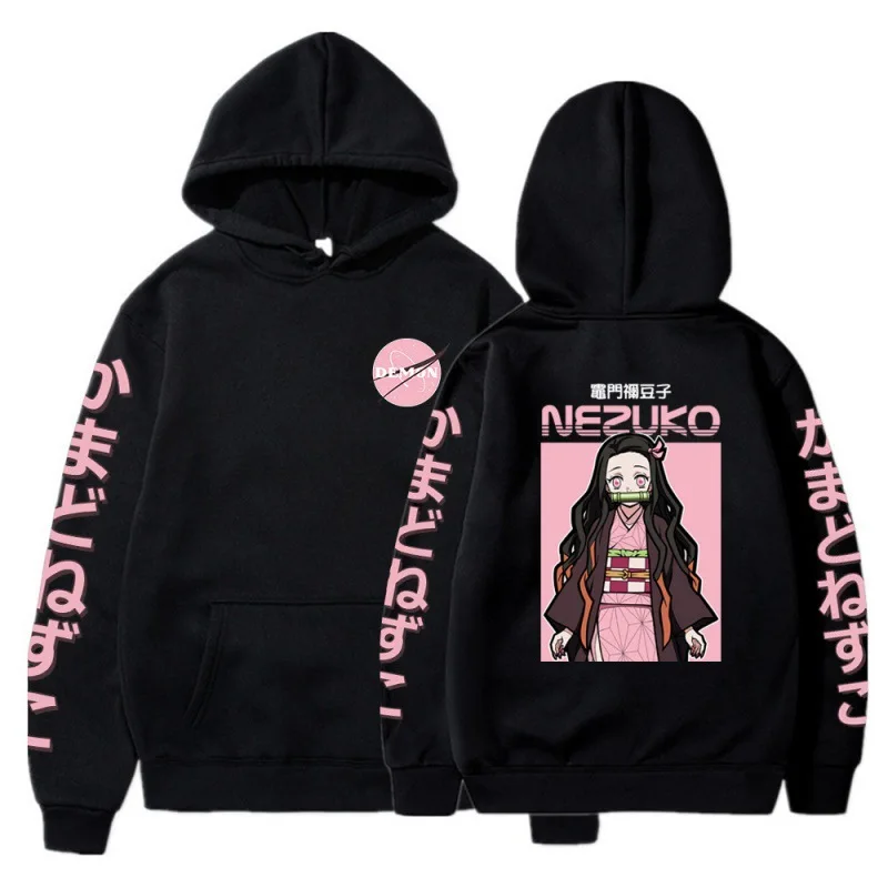 

Anime Demon Slayer Hoodies Cute Kawaii Harajuku Hooded Sweatshirts Casual Hip Hop Clothing For Men Women Nezuko Print Hoody Tops