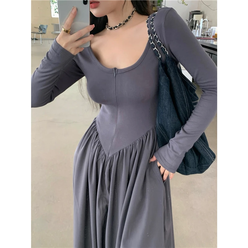 Платье женское ТРАПЕЦИЕВИДНОЕ с квадратным вырезом повседневный однотонный