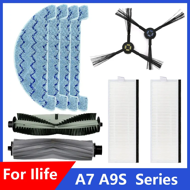 

Cleaning Robot Vacuum Cleaner 10 PCS For Ilife A7 / A9S Replaceable Washable Parts Kit Main Brush Edge Brushs Filter Cloth