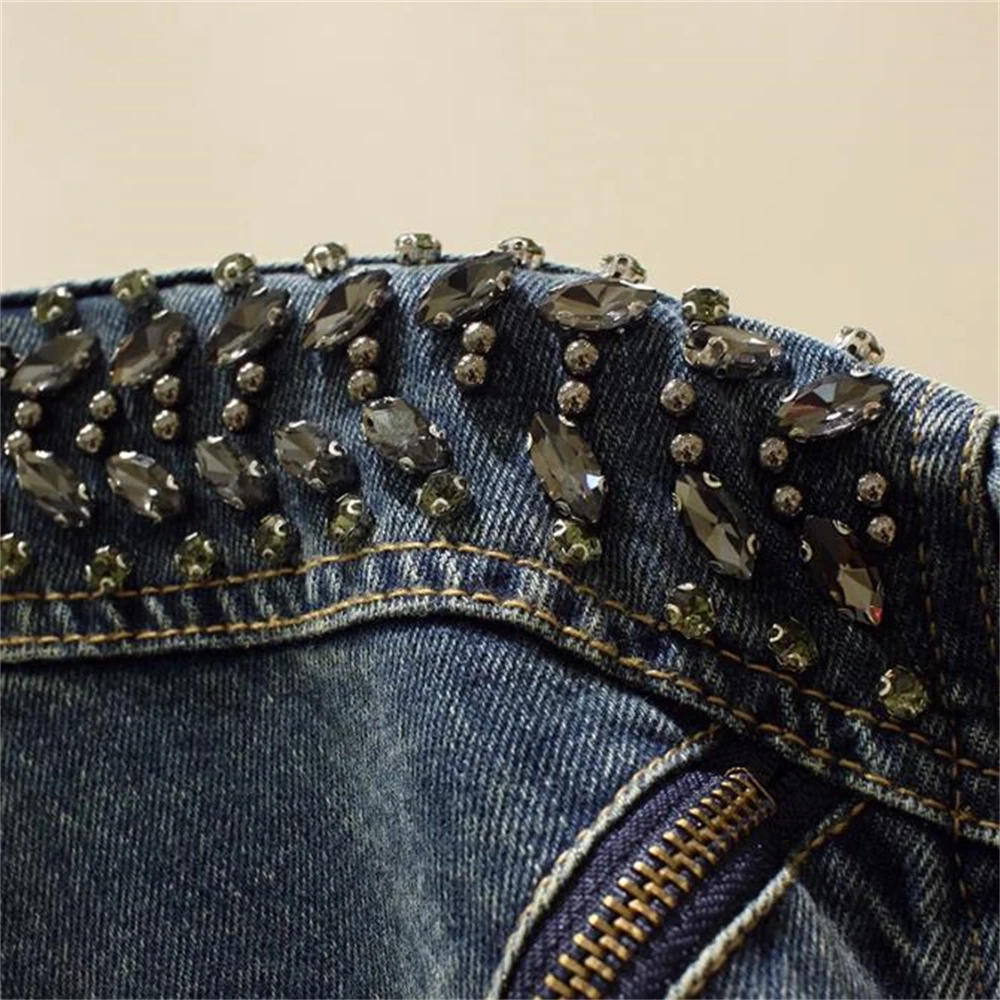 Дизайнерская Стильная джинсовая куртка 2024 женская короткая на молнии со