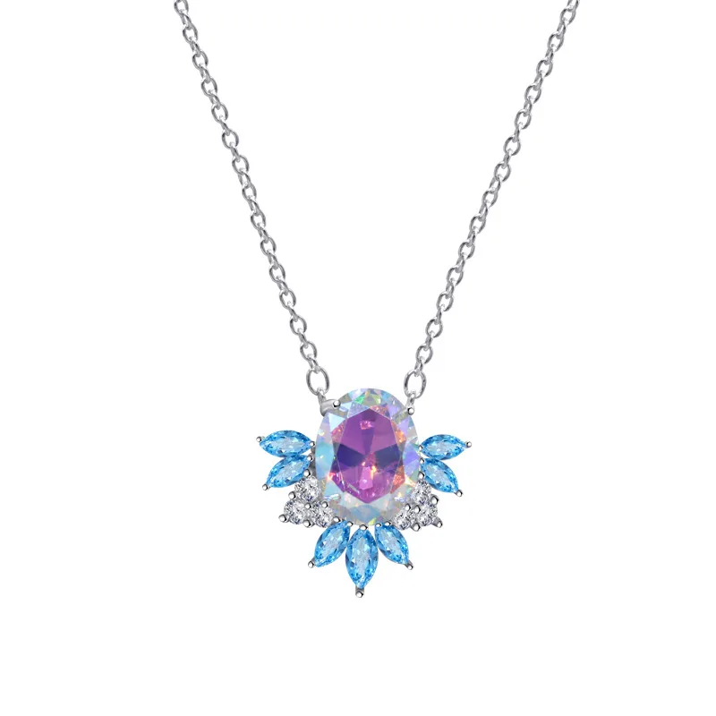 

Hot sale S925 sterling silver exquisite fashion versatile trend simple collarbone chain micro-set women's pendant necklace