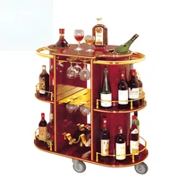 hotel guest room 3 tier wooden wine bar trolley wine trolley liquor service trolley