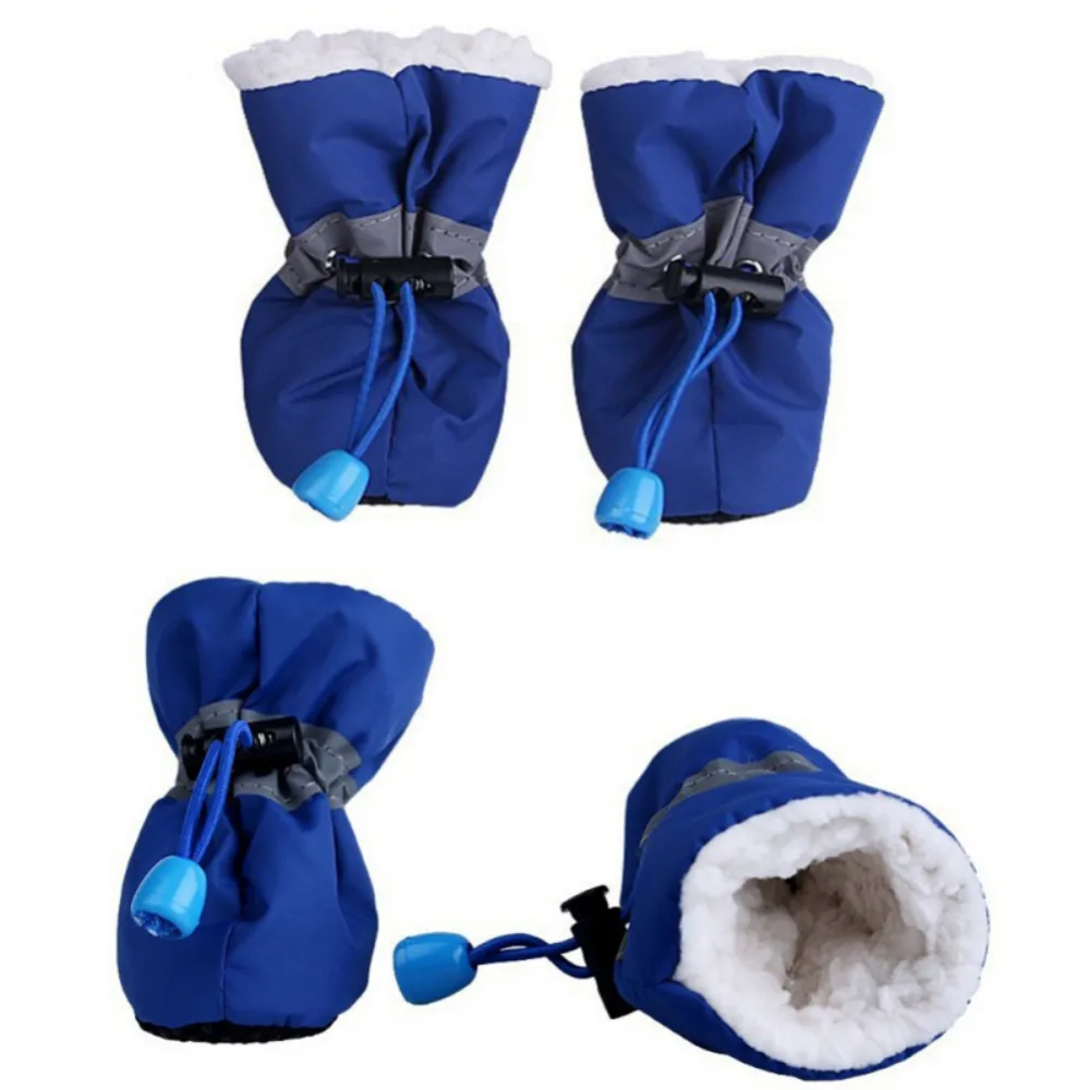 

4pcs/set Pet Winter Warm Soft Cashmere Anti-skid Rain Shoes For Dog Pet Windproof Soft Footwear Anti-slip Waterproof Shoes