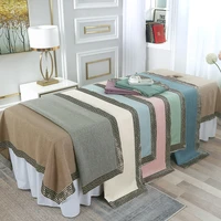 cotton linen beauty salon bed sheets spa massage bed table cover bedspread soft salon sheets withno hole