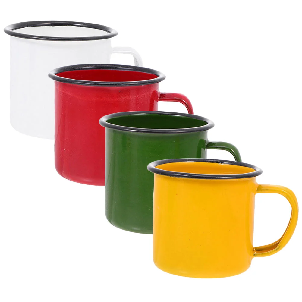 

4pcs Enamel Mugs Vintage Camping Mugs Water Mugs Camping Coffee Milk Mugs
