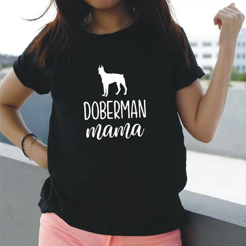 

Summer Short Sleeve Harajuku Tee Shirt Femme Fashion Just A Girl Who Loves Doberman Mom T Shirt Women Tops Casual Camiseta Mujer
