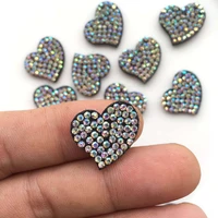10pcs heart shape pearl patches ab rhinestone applique beaded patches for clothing diy hair clip decoration sew accessories