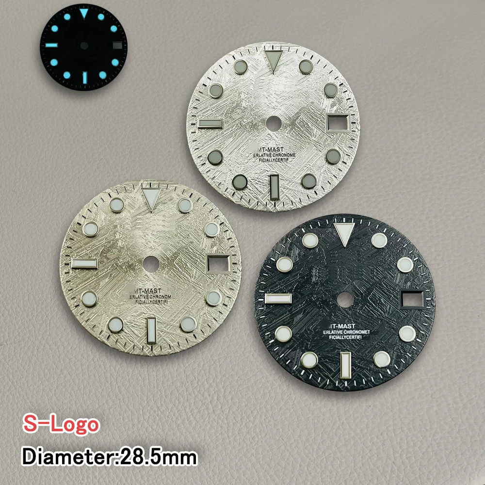 28 5 мм S логотип черный метеорит GMT циферблат подходит для механизма NH34 ледяной