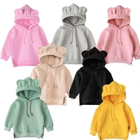 fall clothes for toddler girls baby solid color cute ear hooded jacket kids korean style autumn and winter tops baby clothes