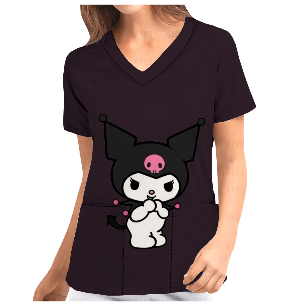 

Женская летняя футболка с V-образным вырезом, с карманами