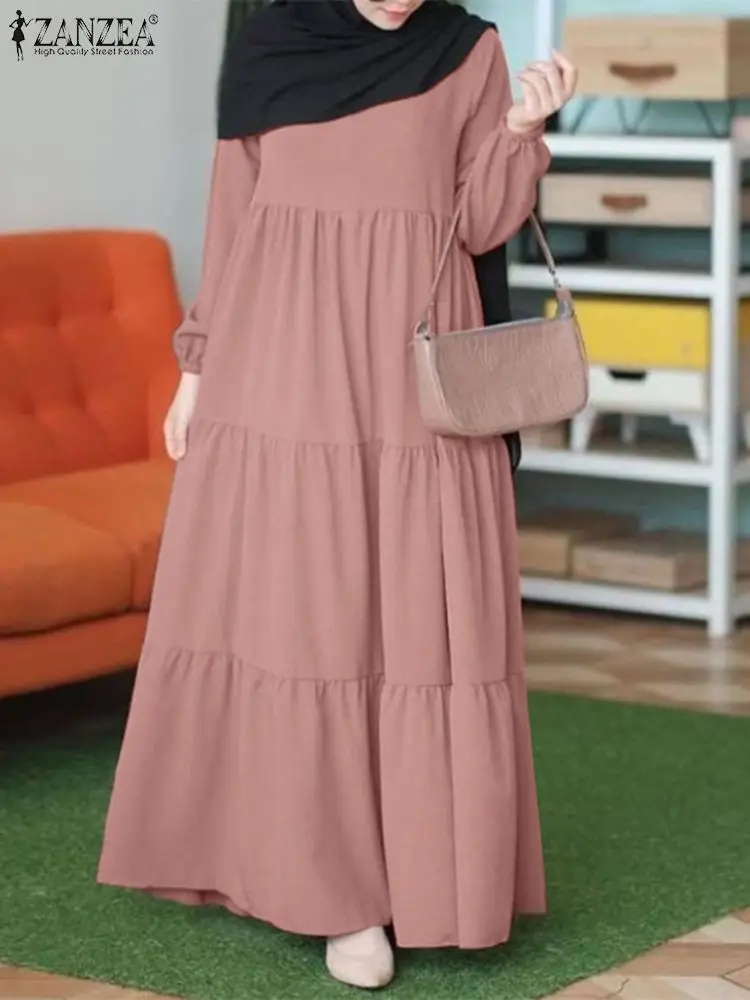 

Ramadan Abaya Muslim Hijab Dress Spring Maxi Sundress Isamic Clothing ZANZEA Dubai Turkey Abayas For Women Kaftan Robe Vestidos