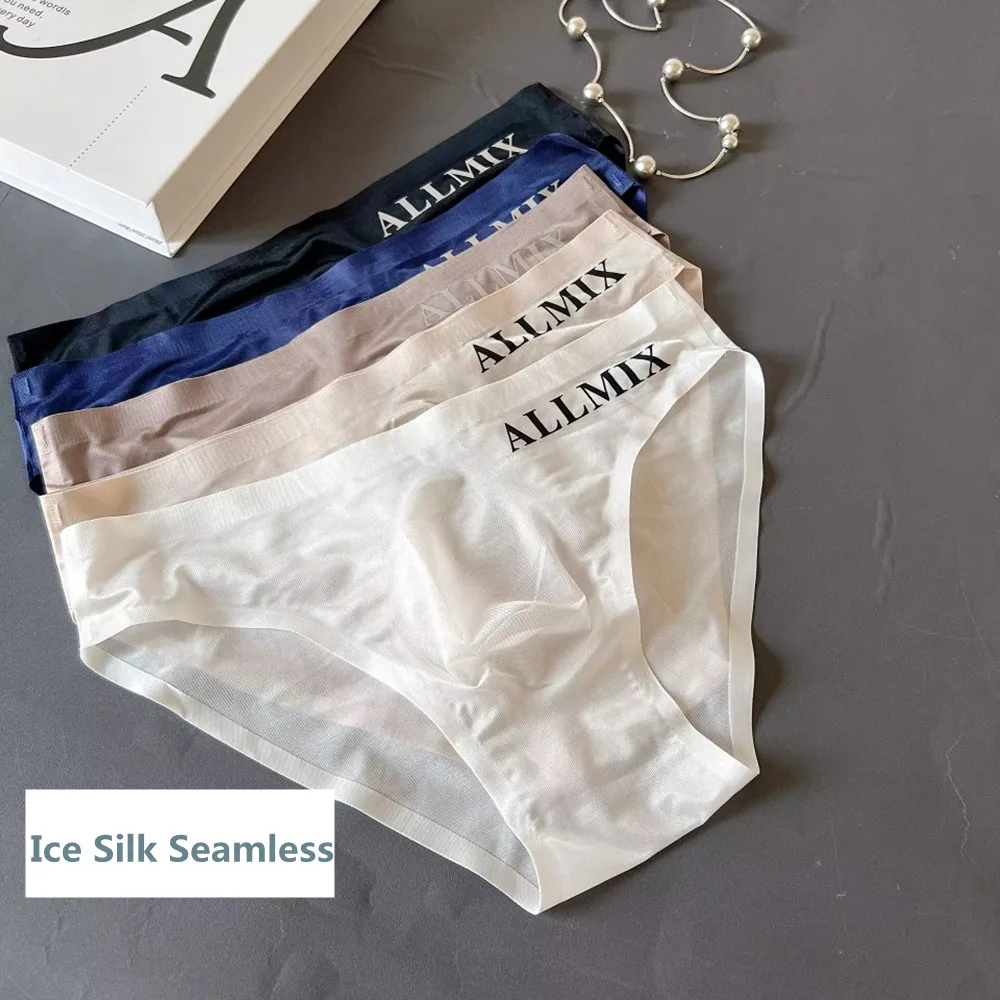 Трусы-брифы мужские Бесшовные, пикантное ультратонкое нижнее белье, с ...