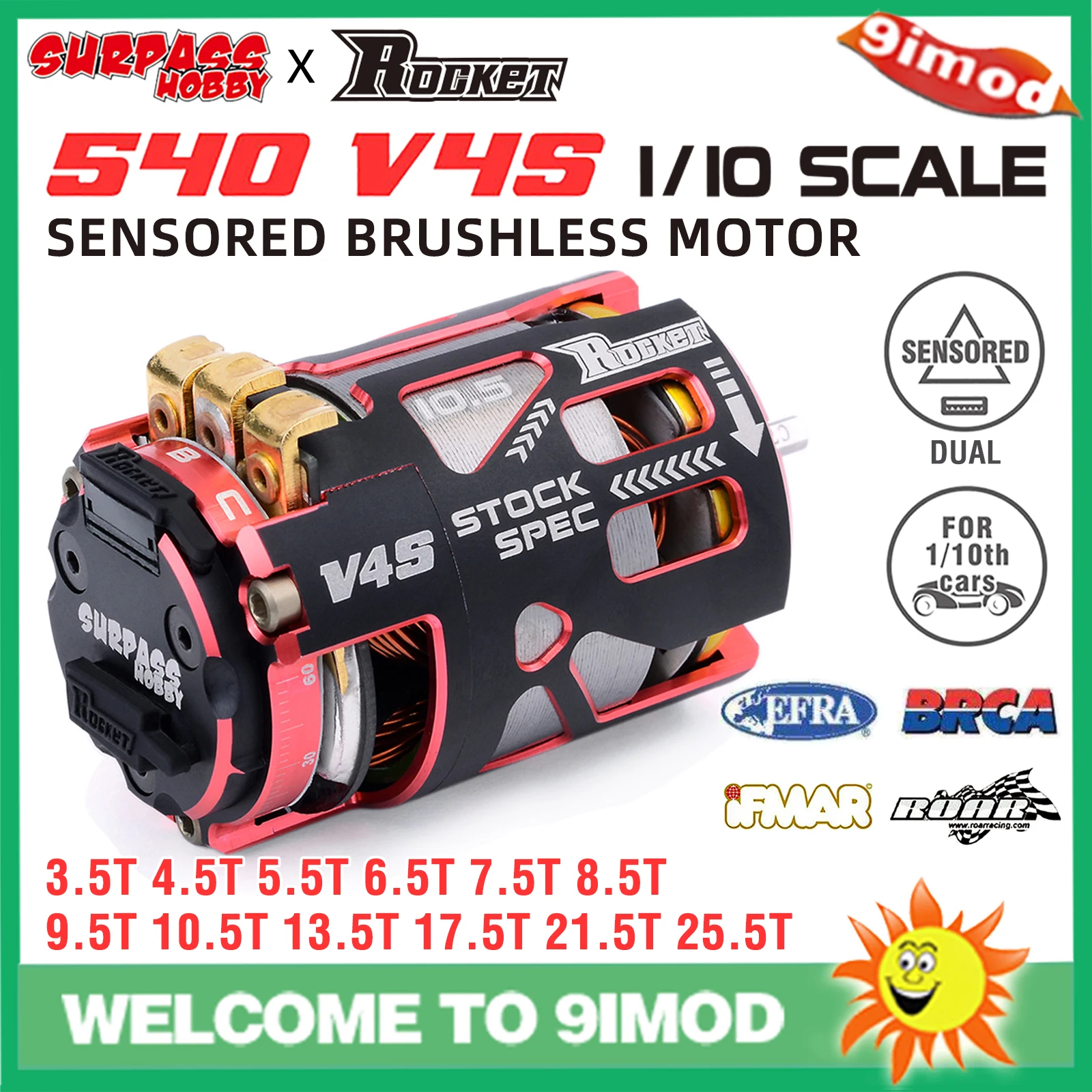 

Surpasshobby Rocket 540 V4S Sensored Brushless Motor for 1/10 1/12 1/14 RC Drift Racing Car F1 Competition Modified Spec Buggy