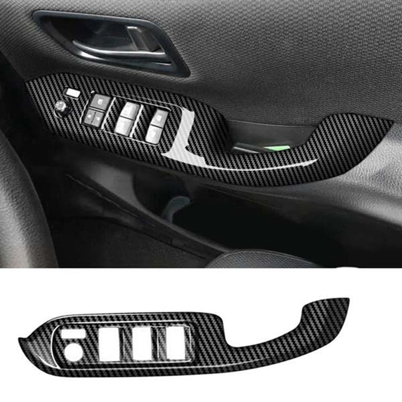 Углеродное волокно кнопка подъема окна крышка переключателя наклейка ABS