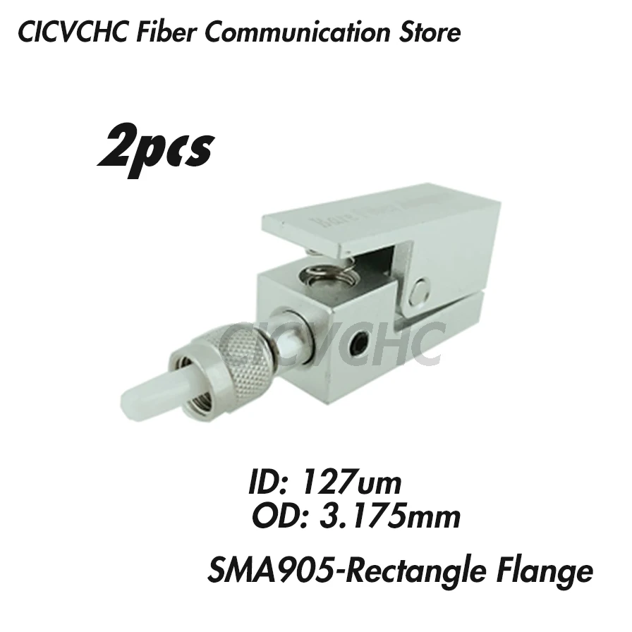 2pcs SMA905 Bare Fiber Adapter with  Rectangle Flange 127um ID / 3.175mm OD