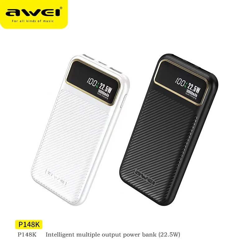 

Awei P148K Power Bank 22,5 Вт Быстрое зарядное устройство 10000 мАч Type-C Powerbank для Xiaomi Samsung iPhone портативная Быстрая зарядка черный/белый