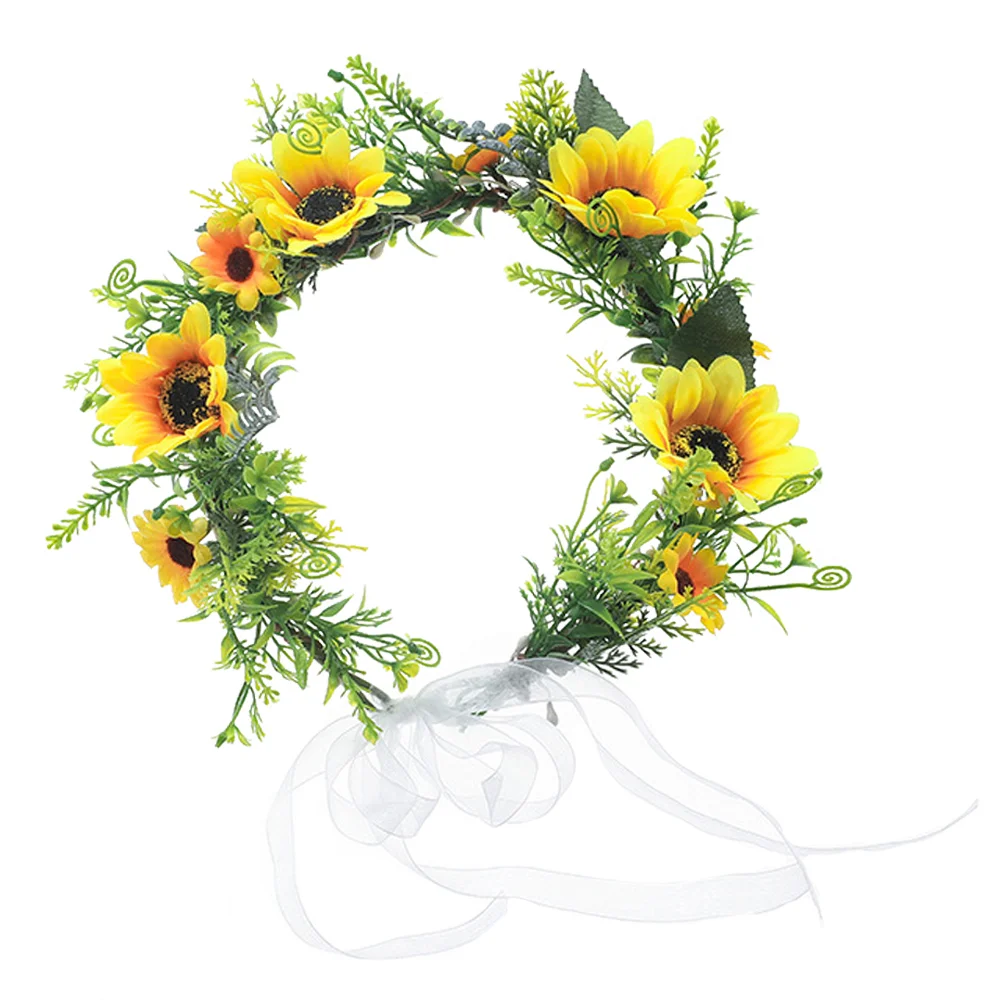 

Sunflower Hairaccessories Girlsheadpiece Flower Headband Photo Headbands Props 70S Accessory Outfitswedding Garland Headdress