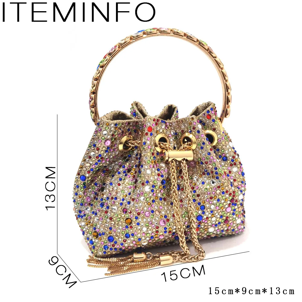 Venus Chan Elegant Party Sandals Colorful Full Diamond Design Pointed Toe High Heels for Women 2023 Bag and Shoes Matching Set