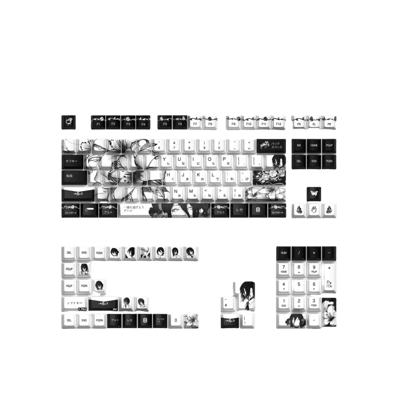 Фото Колпачки для клавиш Reze Character Chainsaw Man, колпачки для клавиш с тематикой аниме Pbt OEM, термосублимация Mad68/механические клавиатуры для головы, колпачки для клавиш №5