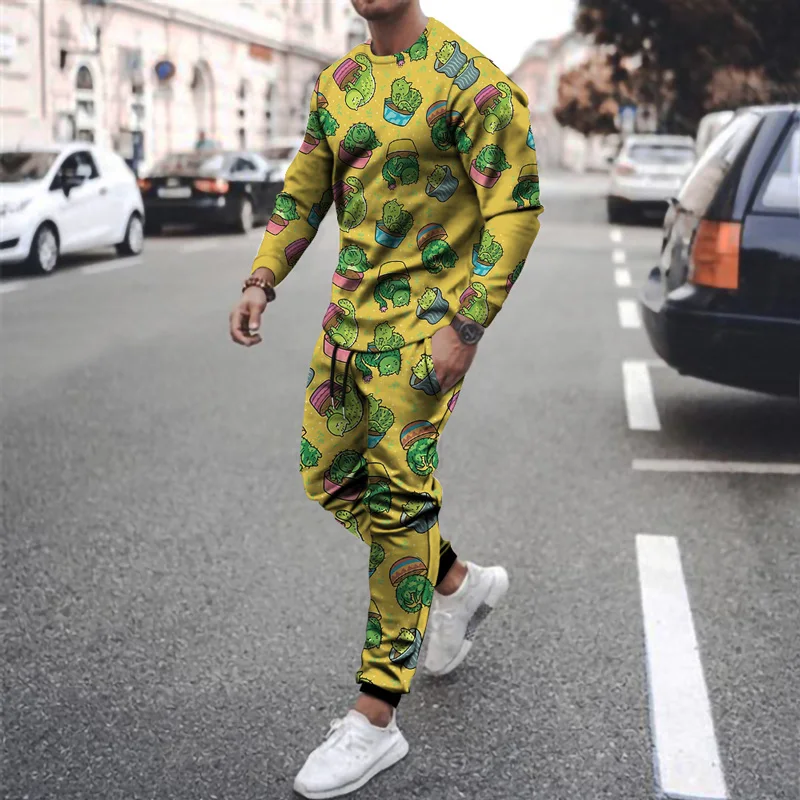 

2021 New Autumn Men's Suit Fitness Sweatshirt Pants Suit Comfortable And Breathable Long-sleeved T-shirt Trousers 2 Pieces Sets