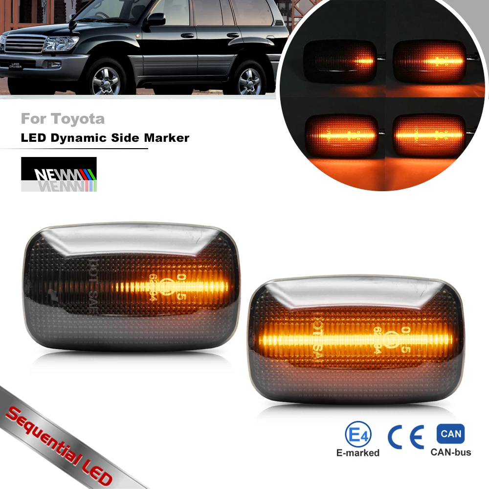 

Smoked Flowing LED Turn Signal Lamp for Toyota Land Cruiser Prado C Hilux Canbus Fender Blinker Light No Flicker Side Markers