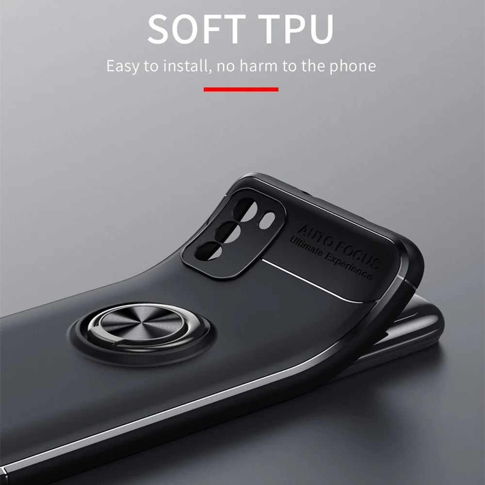 

POCO M3 Pro 5G Shockproof Case For Xiaomi POCO M3 Pro 5G M2 F2 Soft Silicone Metal Ring Stand Phone cover for POCO X3 NFC X3 Pro