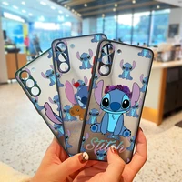 stitch disney cute for samsung galaxy s22 s21 s20 fe ultra s10 s10e lite s9 s8 plus 5g frosted translucent phone case