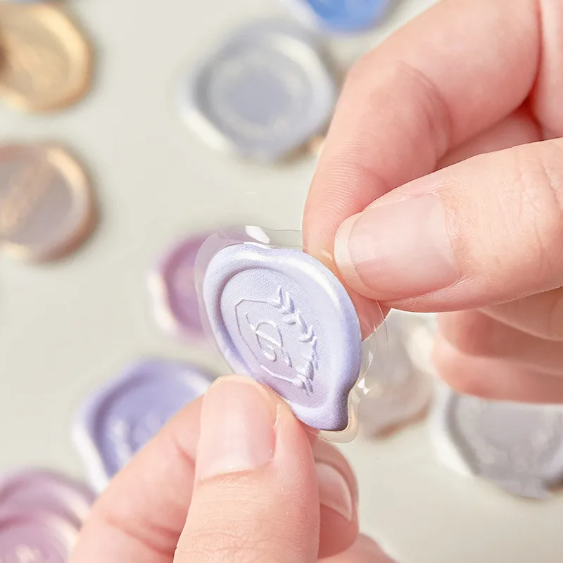 

18pcs Wax Stamp Sticker Vintage Envelope Seal 3D Sticker Lovely Solid Color Floral Sticker for DIY Decorative Scrapbook Journal