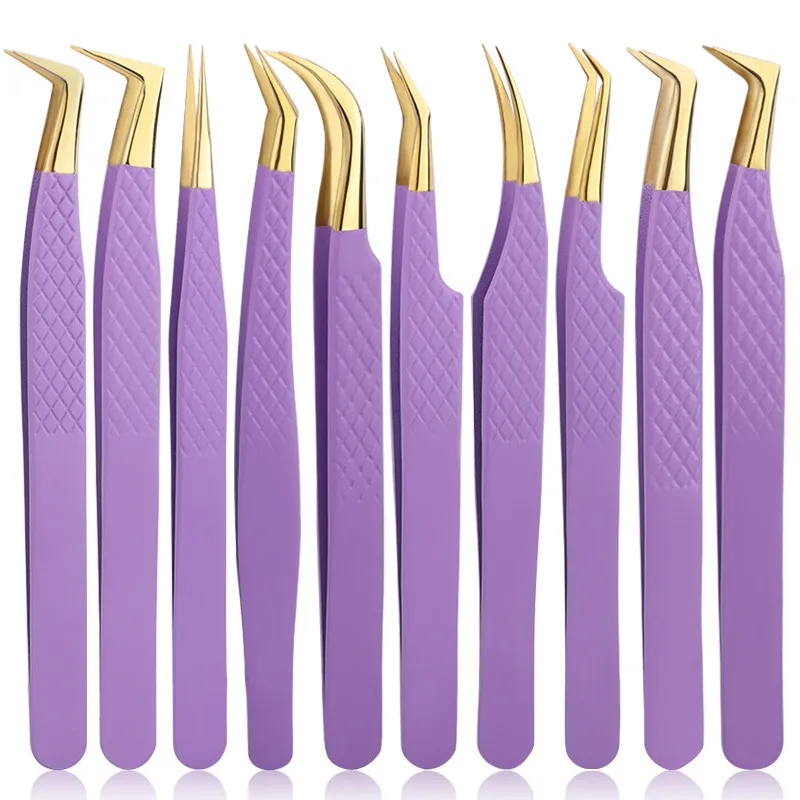 

Purple Lash ExtensionTweezers Eyebrow Tweezers Stainless Steel Eyelash Extension Tweezers Precision Tweezers Eyebrow