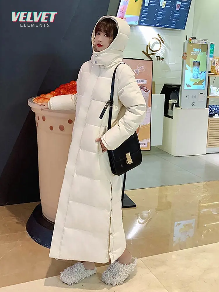 VelvetElements 2023 New X-long Hooded Parkas Fashion Winter Jacket Women Casual Thick Down Cotton Winter Coat Women Warm Outwear