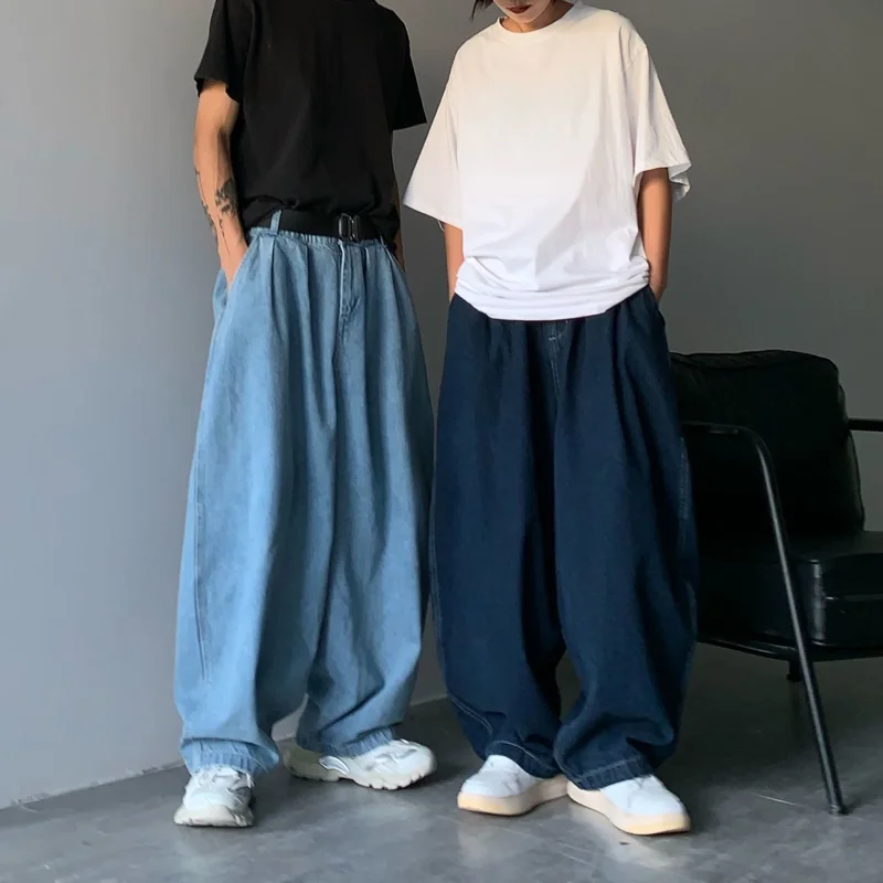 

Japan Street Denim Pants Cityboy Loose Versatile Solid Wide Leg Jeans Men Women Retro Grunge Drop Feeling Vintage Trousers