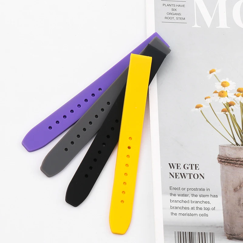 14mm silicone strap watch accessories outdoor waterproof sports rubber watch strap women's wristband buckle watchband