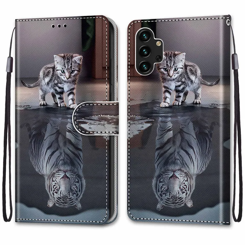 Cool Animals Case For Samsung A13 4G Flip Leather Case na For Galaxy A13 A23 A33 A53 A73 5G A03 Core A03s Wallet Cover Lion Bear
