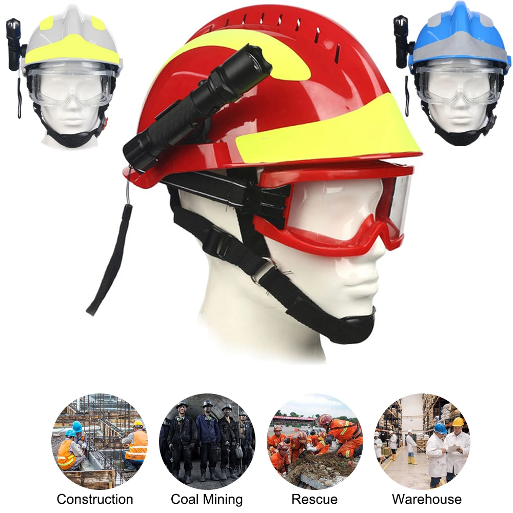 

Спасательный шлем F2, шлем из АБС для экстренных случаев, с налобным фонарем и защитными очками, защитный шлем для пожарного