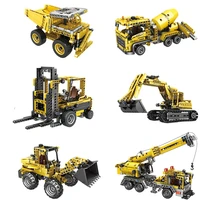 moc puzzle splicing excavator building block model construction truck crane forklift bricktao set childrens toys