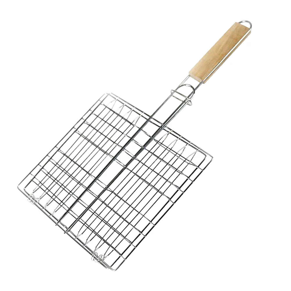 

Grill Basket Fish Bbq Rack Grilling Barbecue Vegetable Baskets Steel Stainless Outdoor Barbeque Foldable Tool Holder Net