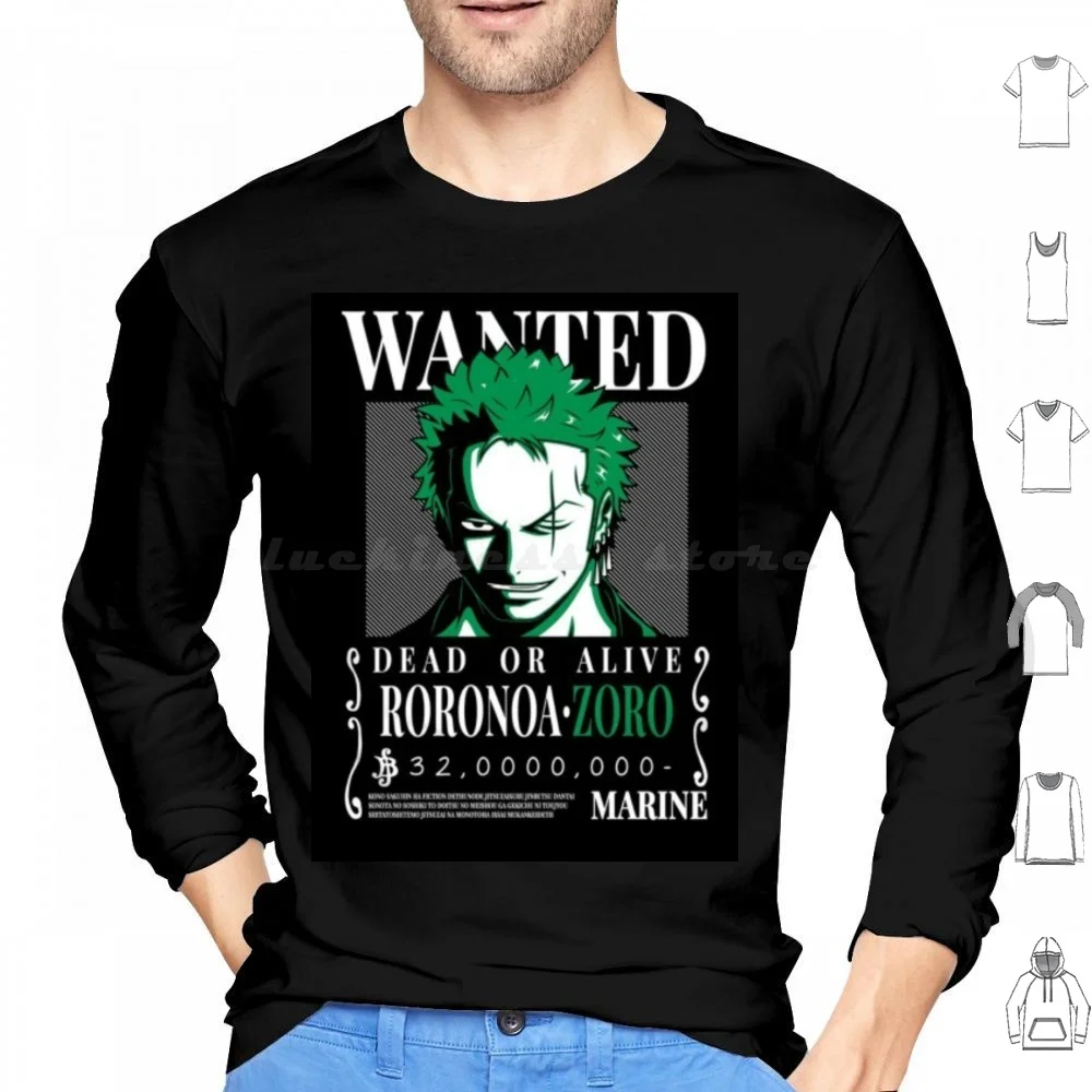 

Roronoa Zoro-Wanted Hoodie cotton Long Sleeve Wanted Zoro Luffy